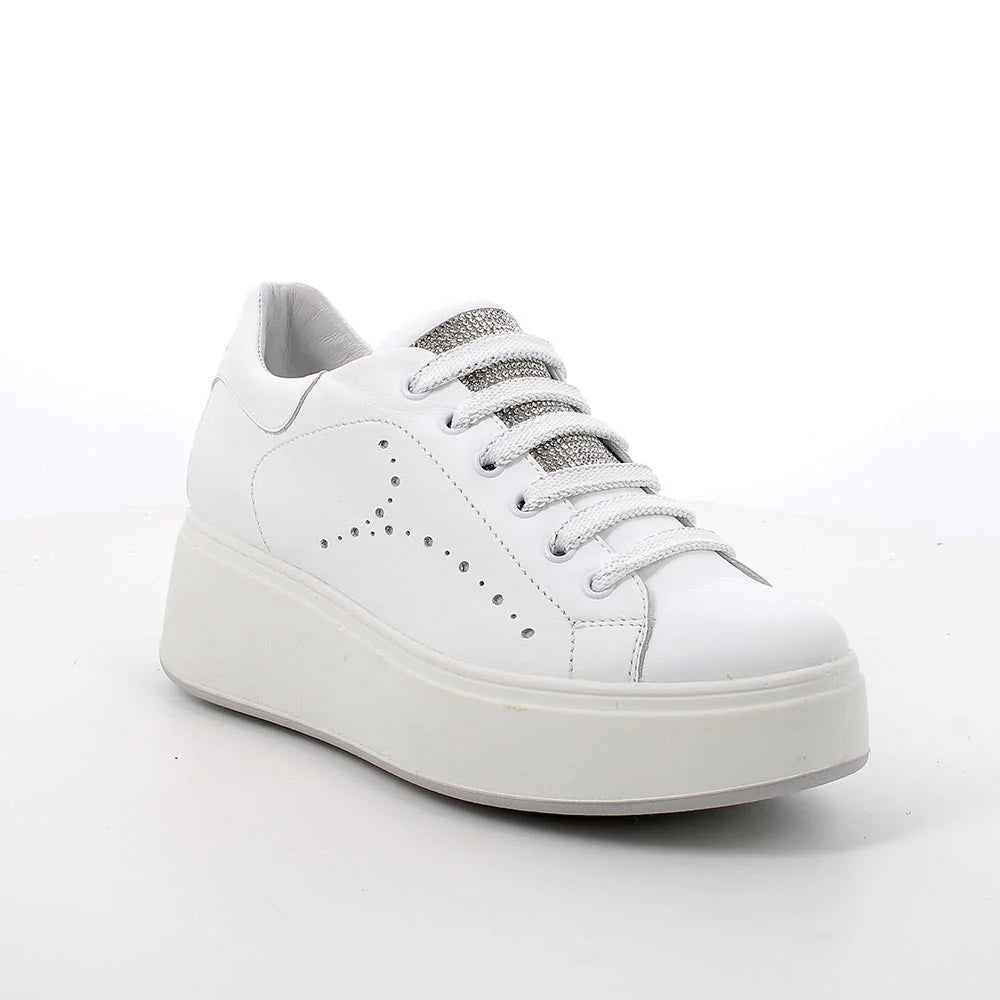 IGI&CO. SNEAKERS bianco / white con dettagli decorativi effetto gioiello (strass e brillantini argento)