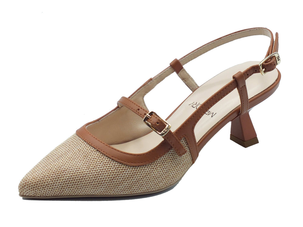 NEROGIARDINI E615471D PAGLIA COGNAC SANDALI A PUNTA