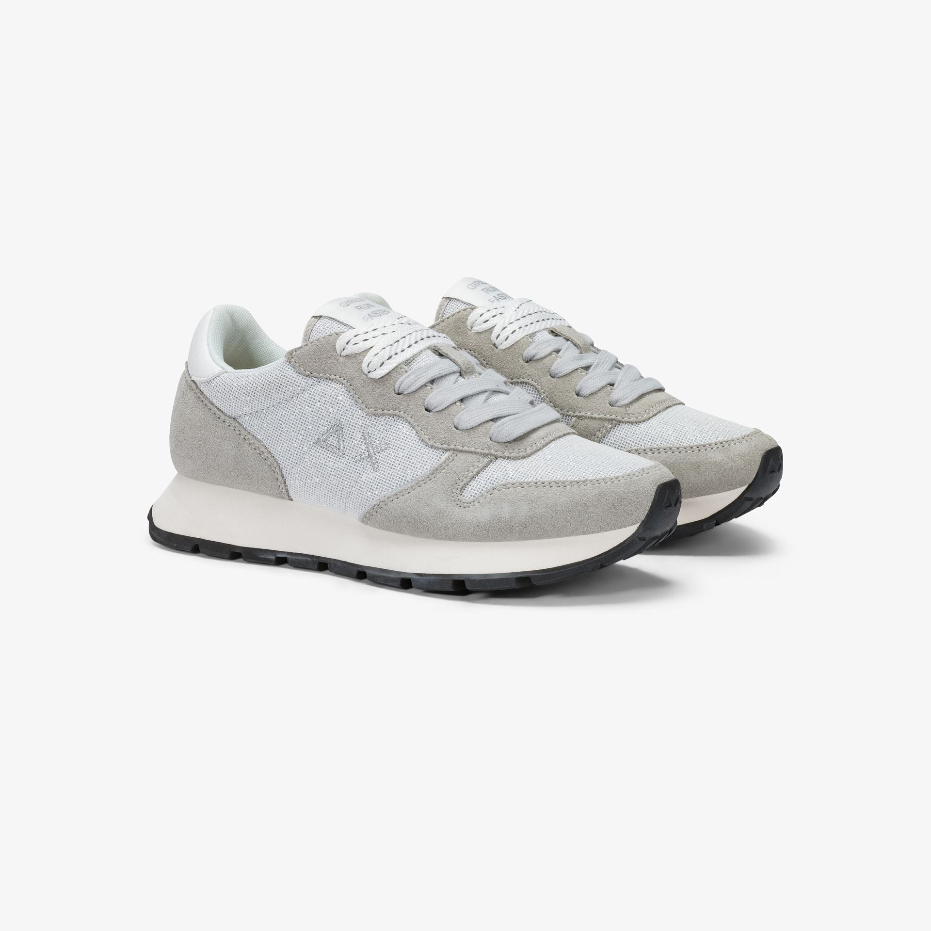 Sneaker Ally Glitter in suede e lurex argento