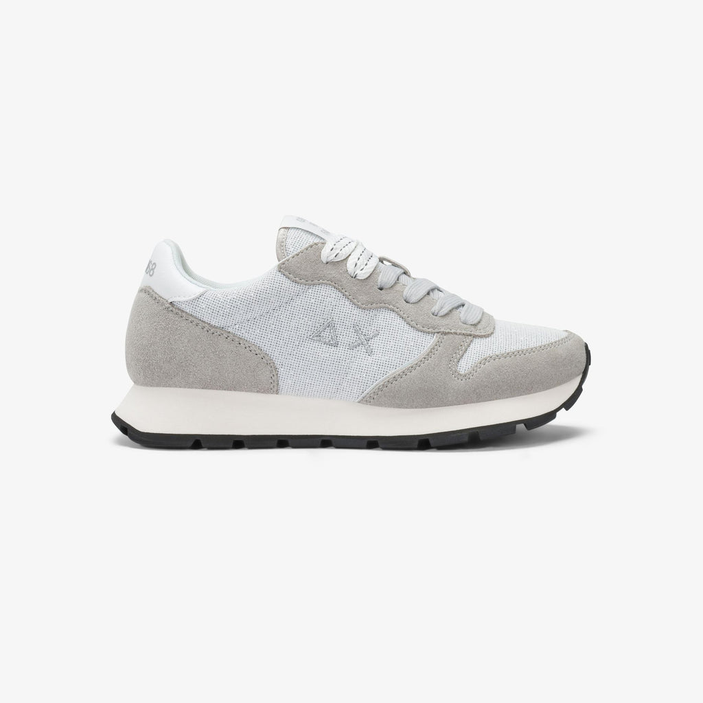 Sneaker Ally Glitter in suede e lurex argento