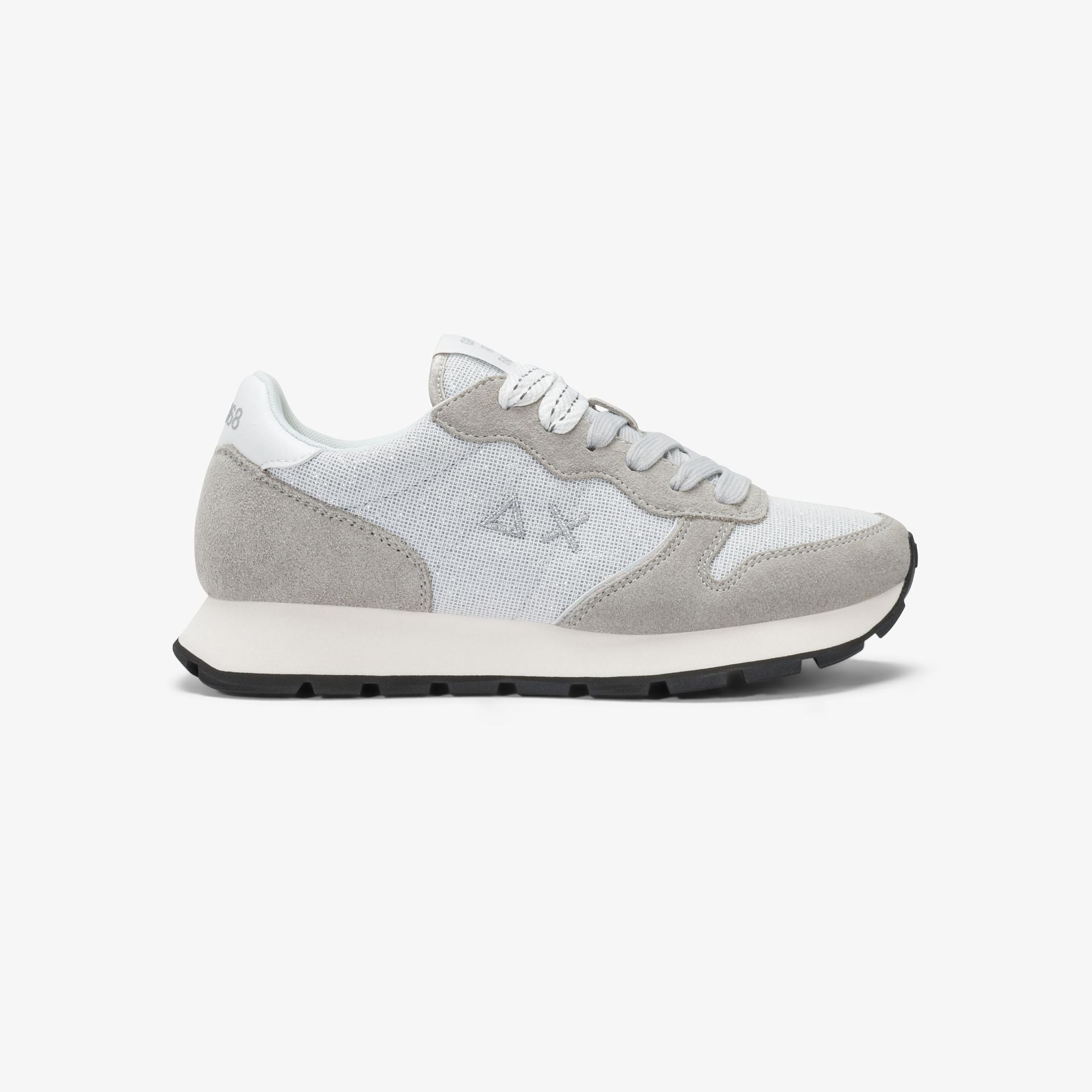 Sneaker Ally Glitter in suede e lurex argento