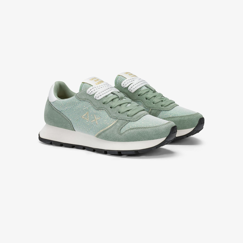 Sneaker Ally Glitter in suede e lurex verde salvia