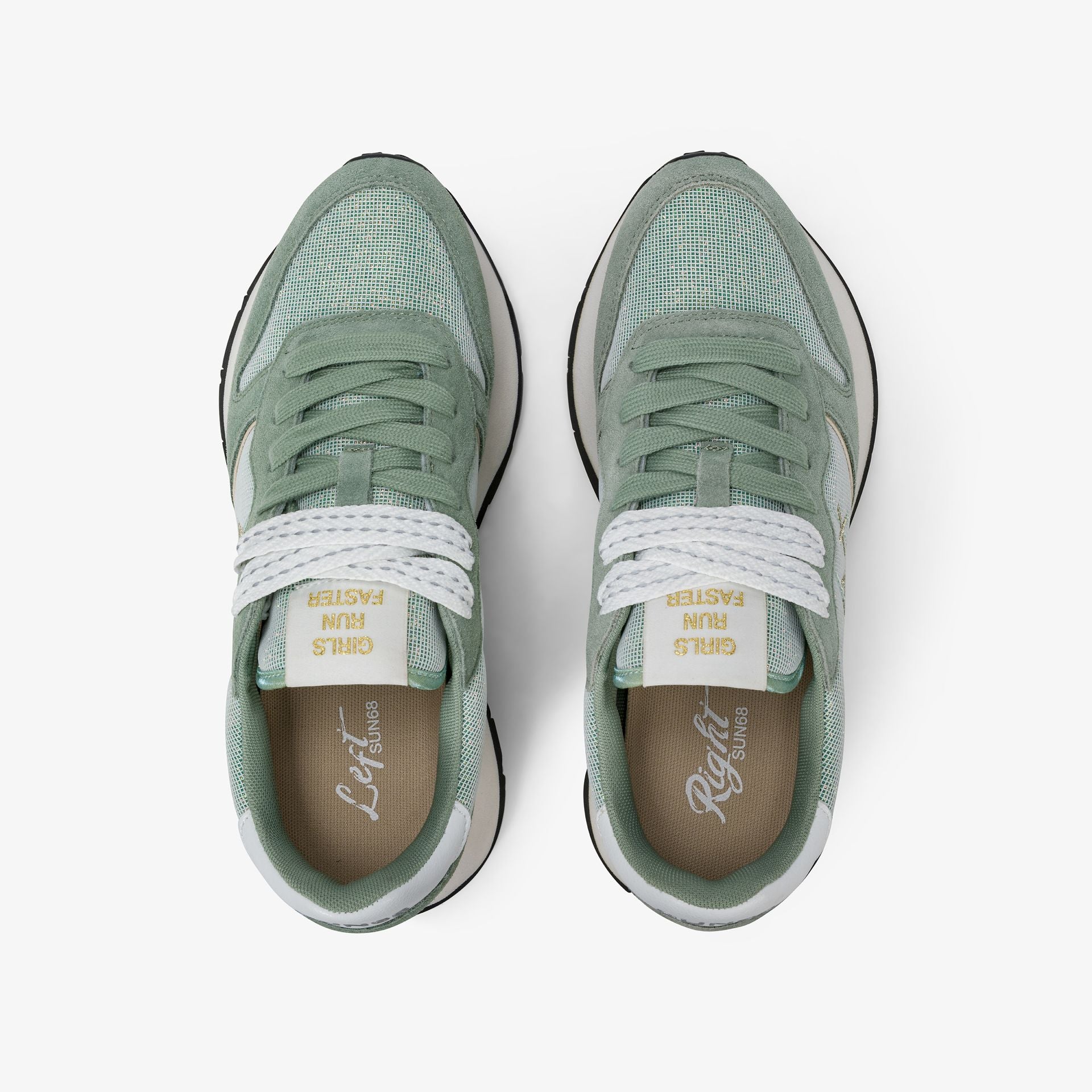 Sneaker Ally Glitter in suede e lurex verde salvia