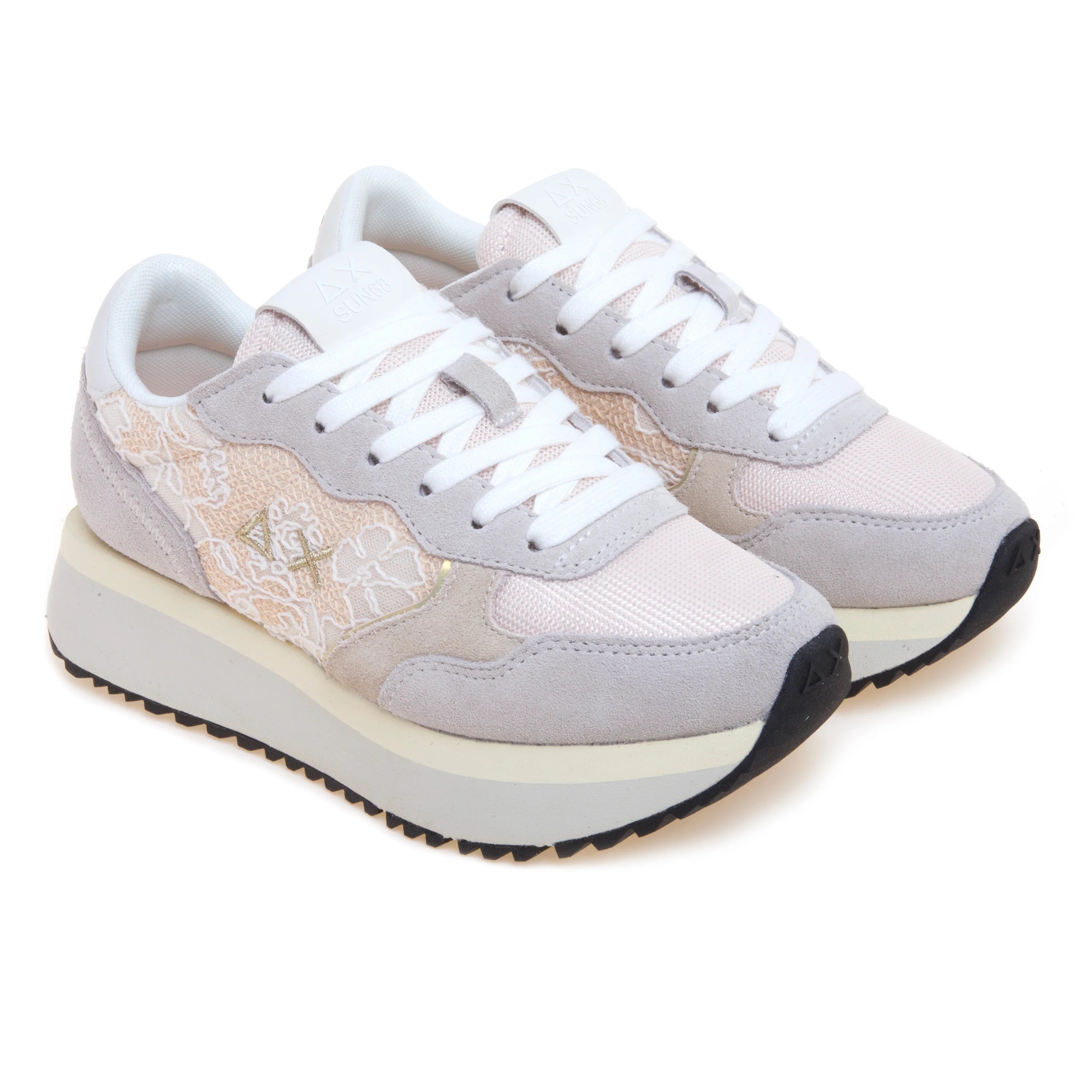 SUN 68 Sneaker SUN68 Big Ally Flower in camoscio e pizzo con pattern floreale