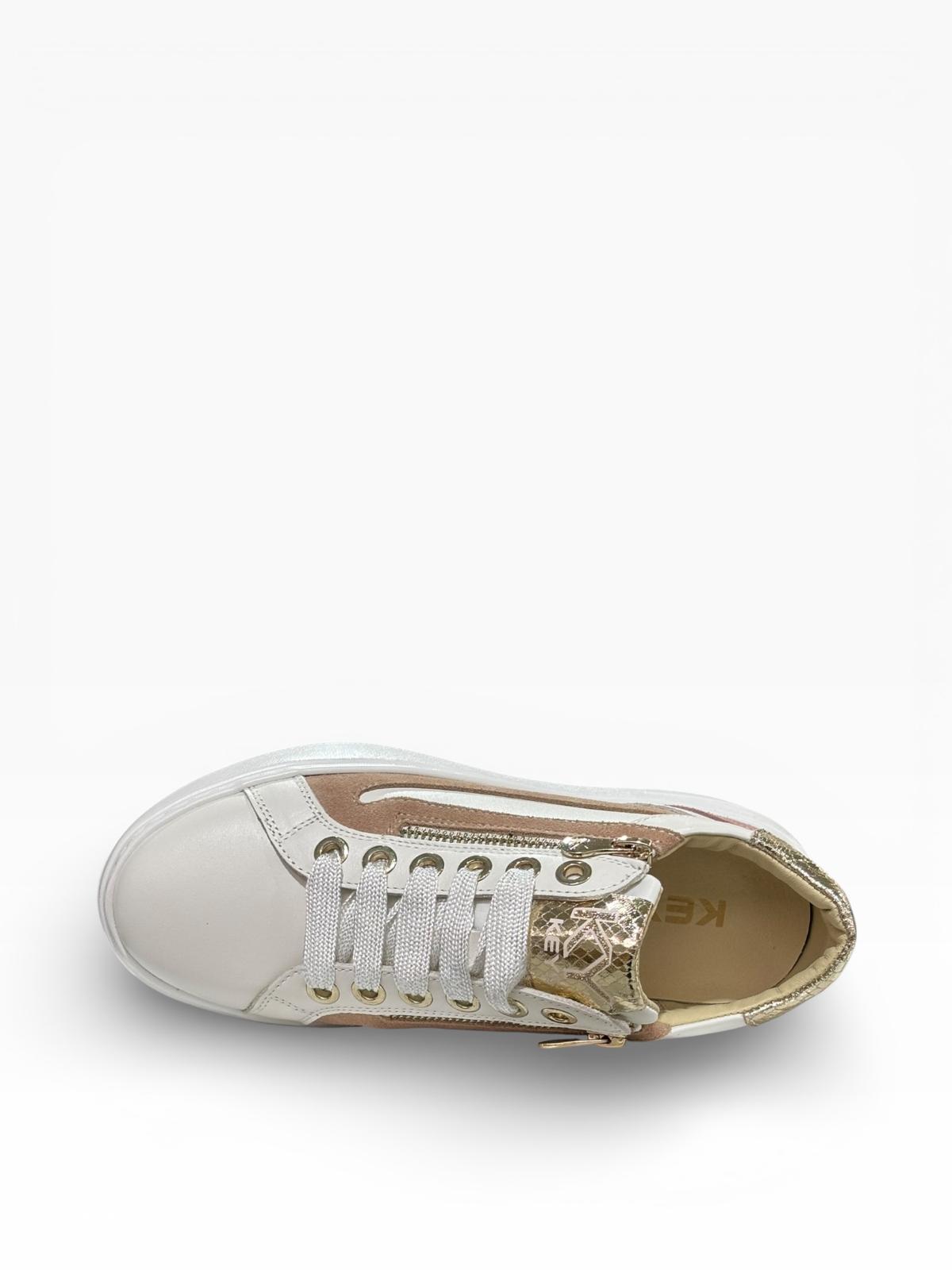 SNEAKERS KEYS BIANCO SLIP ON INSERTI ORO E ROSA