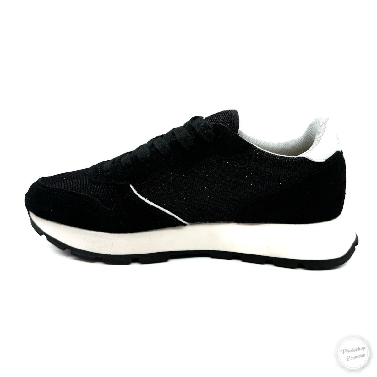 Sneaker Donna SUN68 Ally Glitter in Suede e Lurex Nero