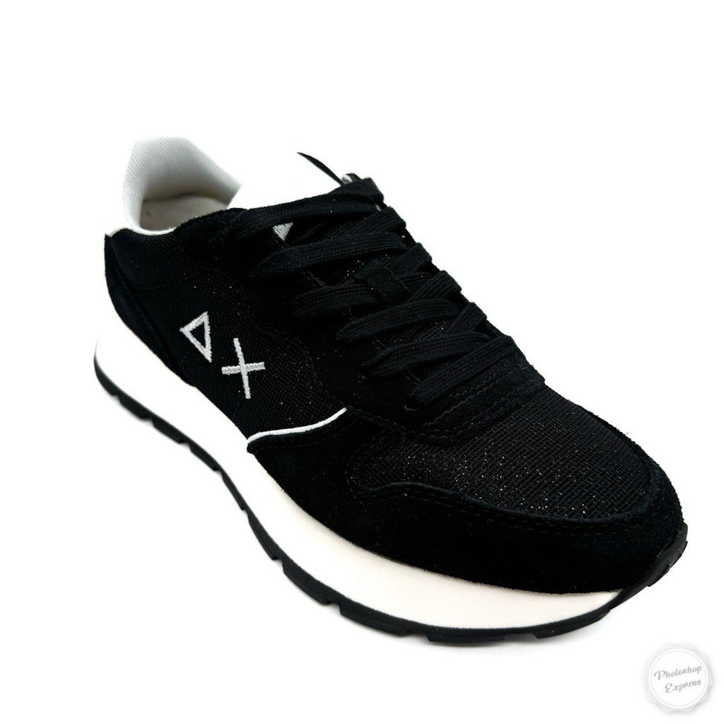 Sneaker Donna SUN68 Ally Glitter in Suede e Lurex Nero