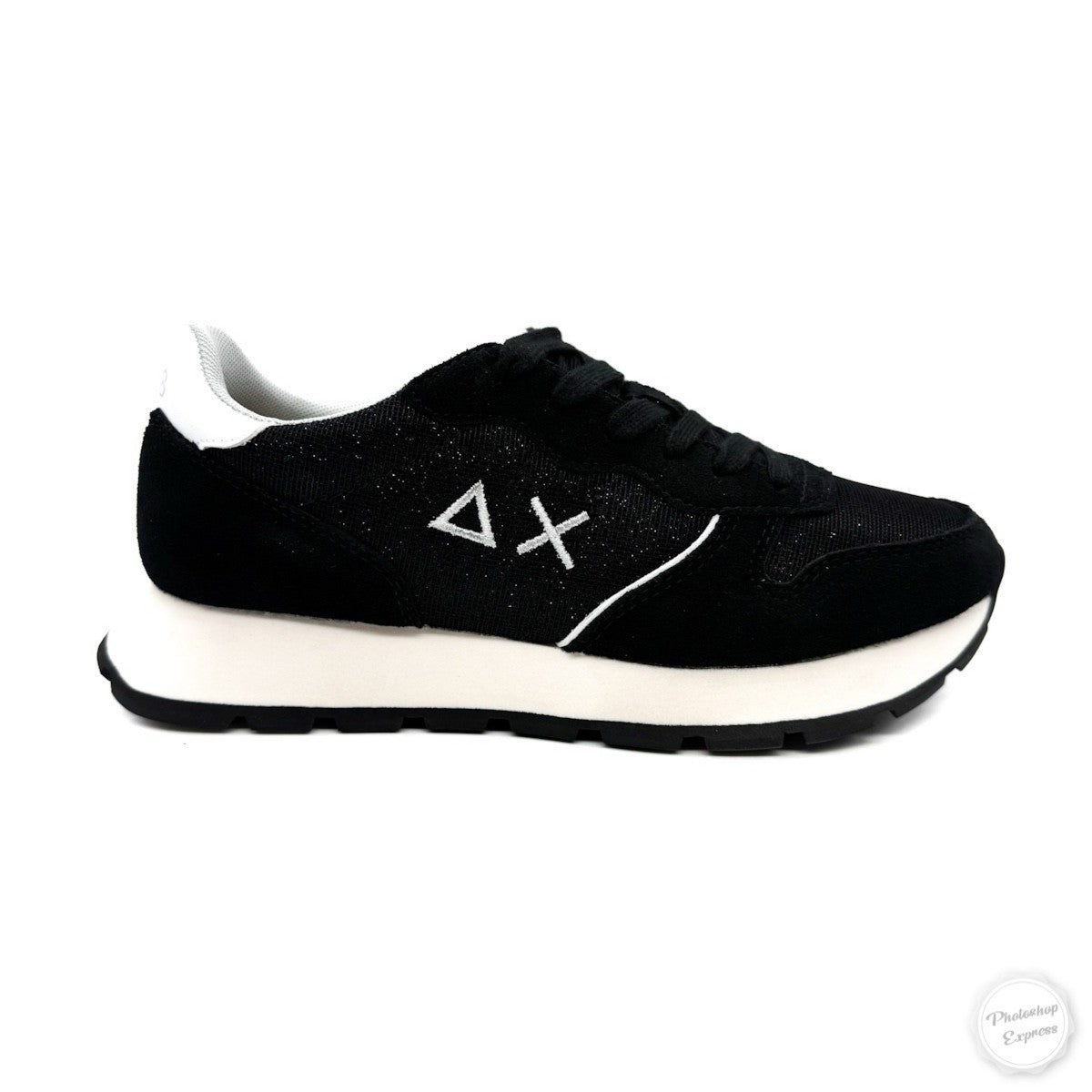 Sneaker Donna SUN68 Ally Glitter in Suede e Lurex Nero